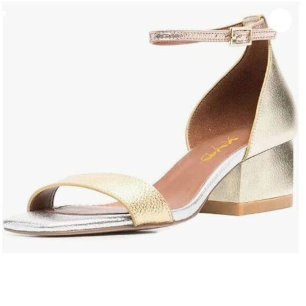 XYD Multicolor Open Toe Ankle Strap Buckled Low Chunky Block Pumps Shoes